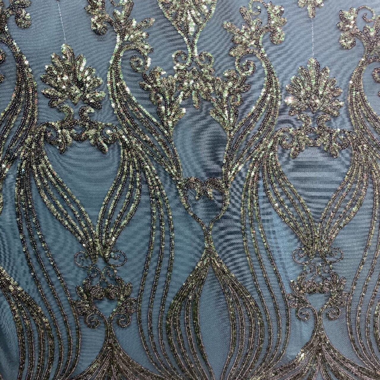 1 Yard Damask Design Embroidered Mesh Lace Fabric 48-50" Wide 100% Polyester for Evening & Bridal Wear